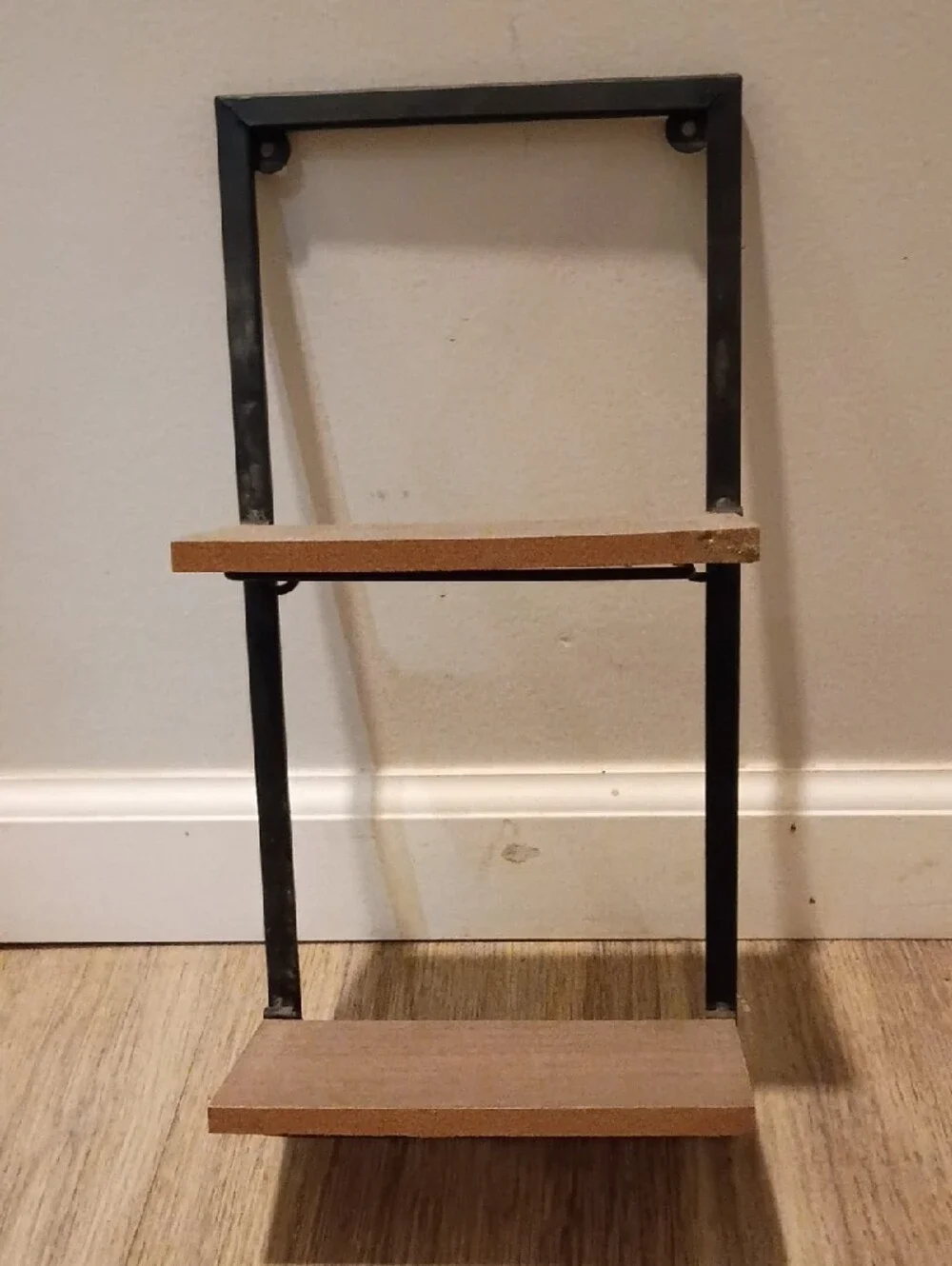 Wall-Mount Two-Tier Shelf in Brown and Black
